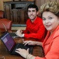 Filho da Empregada e Dilma Rousseff durante a coletiva via Twitter